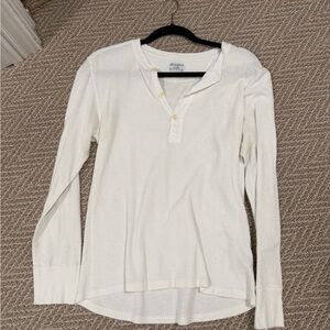 White Long Sleeve Henley Shirt